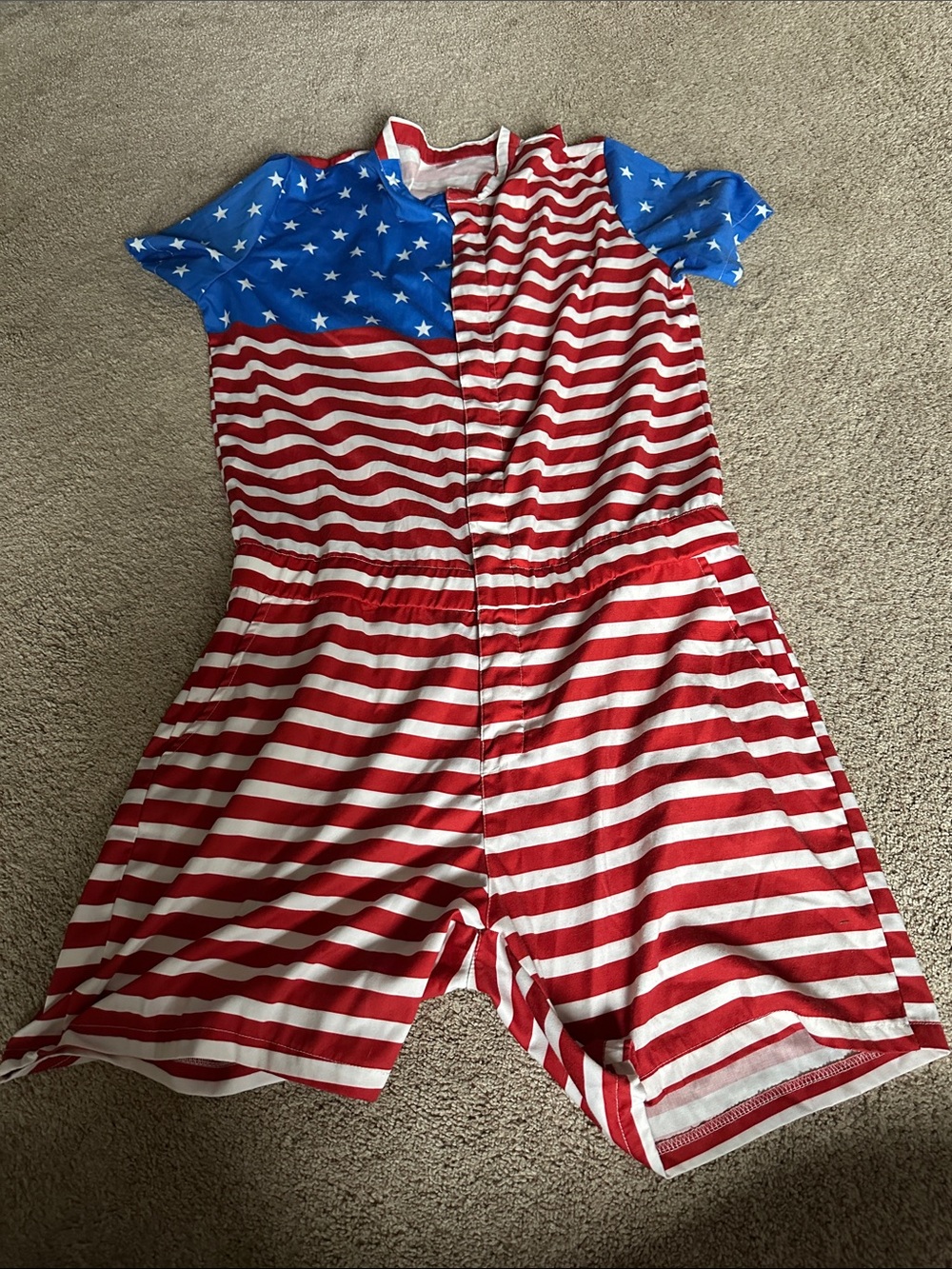 Amazon Red, White & Blue Men's Short Sleeve Romper